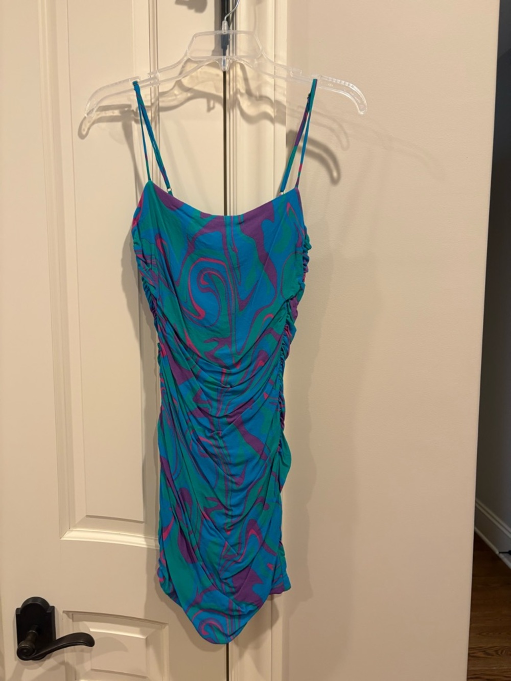 WeWoreWhat Teal & Purple Swirl Mini Dress